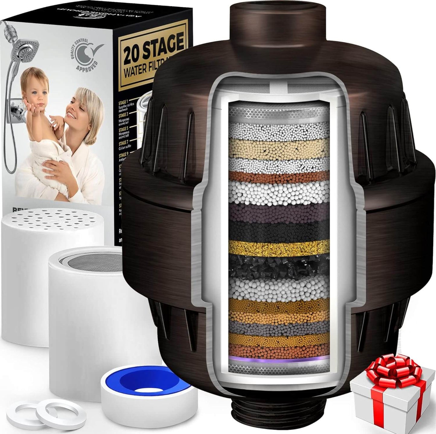 20 stage shower water filter