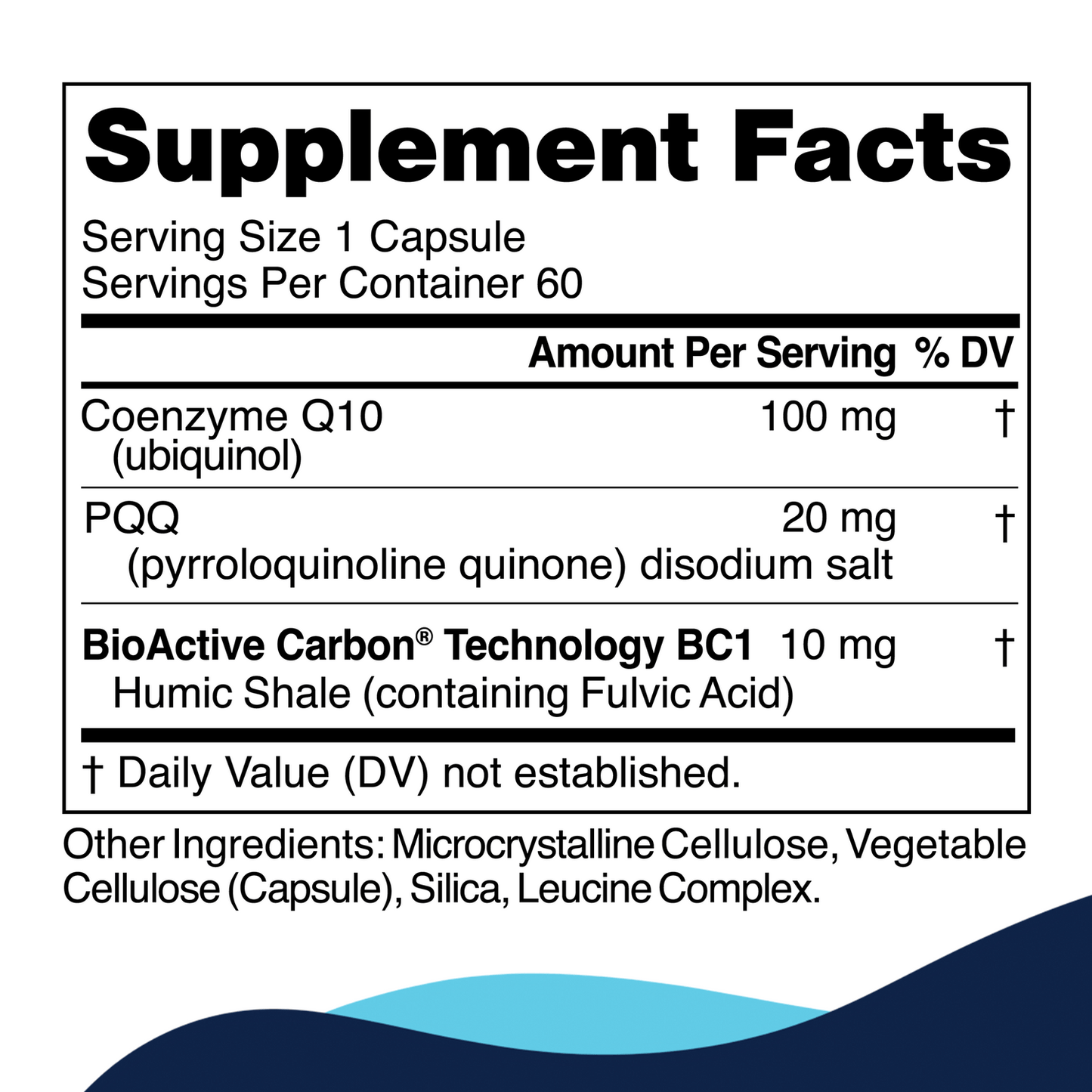 Supplement facts for MitoActive by CellCore Biosciences – Detailed vitamin and nutrient content