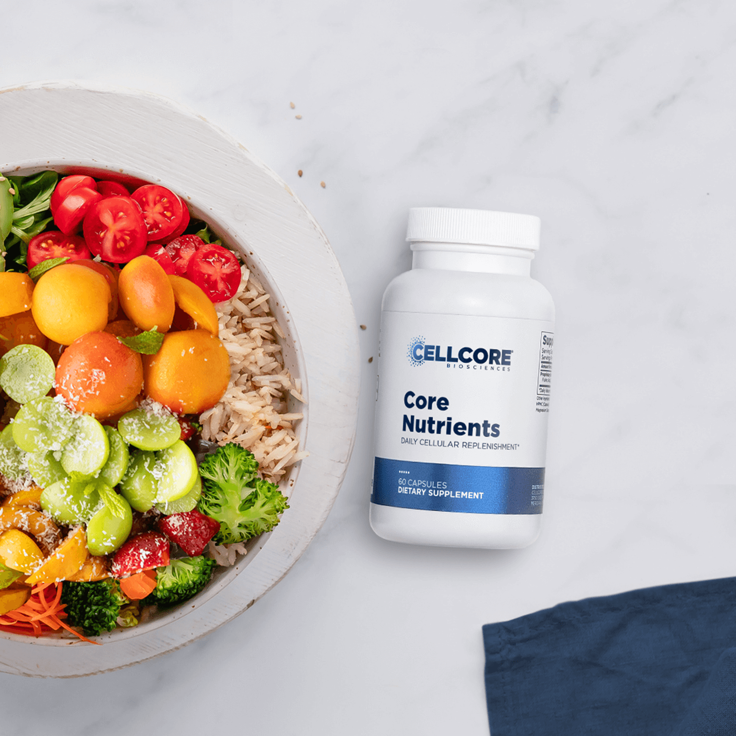 Core Nutrients supplement bottle – CellCore Biosciences 2025 formula (60 capsules)