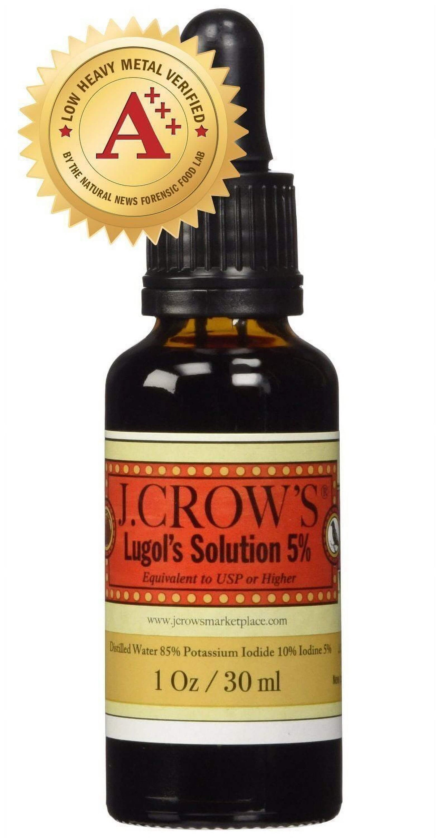J. CROWS Lugol's Solution of Iodine 5% Strength - 1 oz
