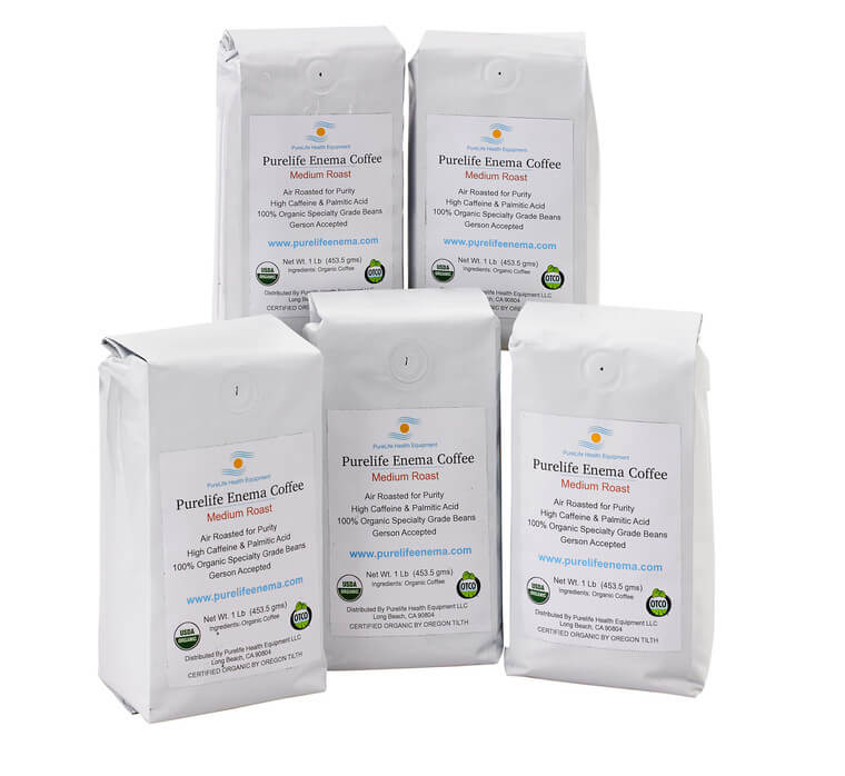 PureLife Organic Enema Coffee / Lab Tested / Medium Air Roast / WHOLE BEAN / Gerson Accepted 5 lbs.