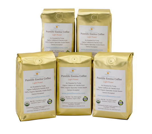 Purelife Organic Enema Coffee / Light Air Roast / Ground or Whole Bean / Gerson Accepted 5 lbs.
