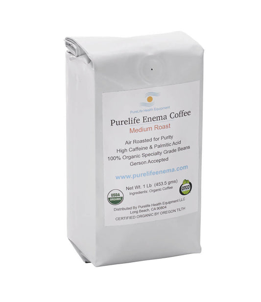 PureLife Organic Enema Coffee / 1 Lb / Medium Air Roast / Ground / Gerson Accepted