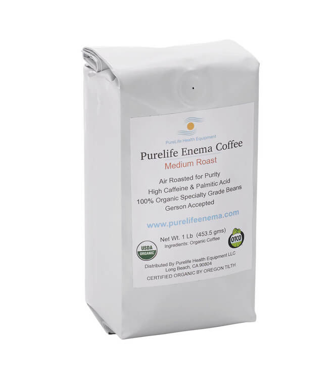 Purelife Organic Enema Coffee / 1 Lb / Medium Air Roast / WHOLE BEAN / Gerson Accepted
