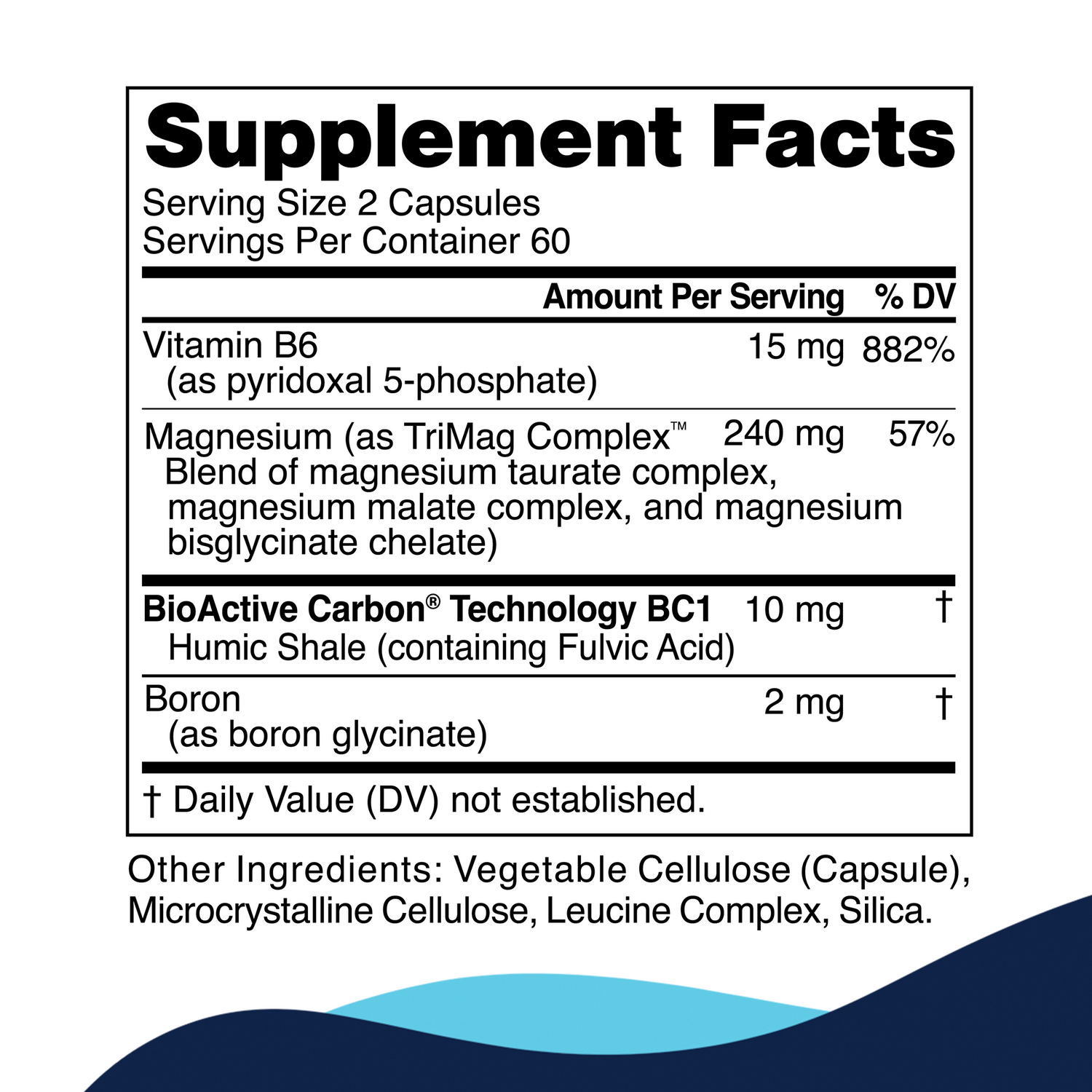 Supplement facts label for TriMag Complex by CellCore – Detailed magnesium content